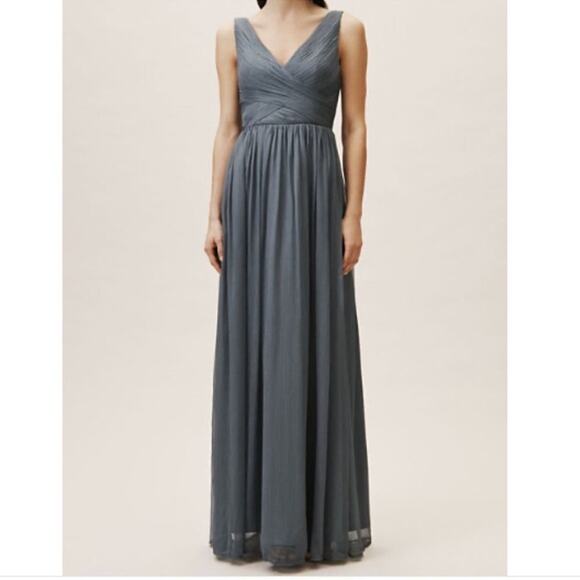 BHLDN Anthropologie Women’s Kia Crepe Sleeveless Hydrangea Blue Gray Maxi Dress - Picture 1 of 14